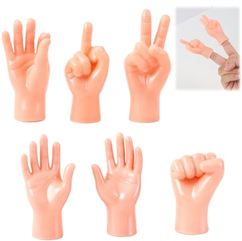 12 PCS Mini Hände Fingerpuppen, 6 Gesten je 2 PCS – Lustige Kleine Hände für Finger, Ideal für Party/Haustier-Interaktion/Halloween