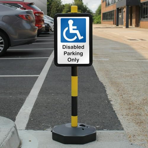V Safety Disabled Parking Only Safety Sign - Sign Only - Fits Temporary Signpost -210 x 297 mm (A4) - 3mm RA2 Reflective Aluminium Composite