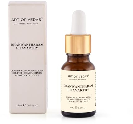 Art of Vedas Dhanwantharam 101 Avarthy 15ml | Traditionelles ayurvedisches Körper- und Massageöl | 101 Avarthy Aufbereitung in Sesamöl-Basis | Für Abhyanga und Self-Care-Rituale