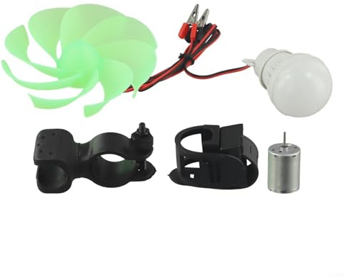 Oniissy Mini Wind Turbine Motor with Bulb DIY Kit for Alternative Energy Power Generator, Educational Science Project for Home Garden