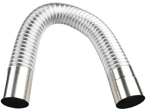 Violiica Stainless Steel Wood Stove Chimney Liner Elbow Pipe Bend with Telescopic Stretch, High Temperature Resistant Flue for Indoor Heater or Outdoor Camping Stove, 0.65-1.5m