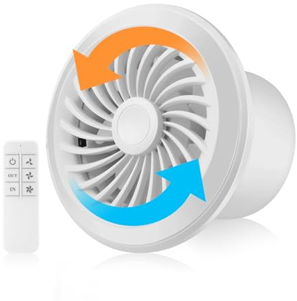 Luqixcey Badlüfter 100mm mit Fernbedienung, Bidirektional 3 Geschwindigkeiten Lüfter Bad, Leise 35dB Abluftventilator 130m³/h, Wandlüfter & Deckenlüfter für Bad, WC, Küche, Garage, Keller