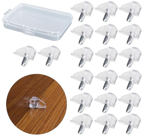 20Psc 5mm Shelf Support Pegs, Clear Plastic Replacement Peg Cabinet Shelfs, Support Cabinet-Shelf Pins for Kitchen Furniture Book Shelves Shelf Holder Locking Pins