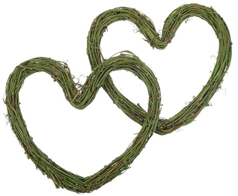 FUTUREORYY 2pcs Grapevine Heart Wreath Frame Handmade Wall Hanging Garland for Christmas Valentine's Day Crafts Front Door Decoration