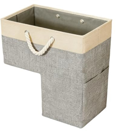 Treppenkorb, 40,6 x 40,6 x 25,4 cm, Stoff-Stufenkorb, faltbar, Treppenkorb mit Fronttasche und Griff, minimalistische Treppenkörbe für Teppichtreppen, Holztreppen, Treppenkorb (grau)