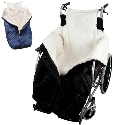 Coperta impermeabile antivento per sedia a rotelle, copertura termica a doppio strato, copertura completa delle gambe, morbida tasca in peluche con cerniera per sedie reclinabili
