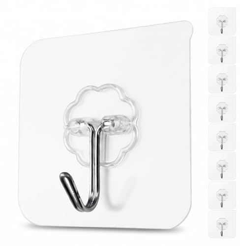 Muexoee Adhesive Hooks Heavy Duty Wall Hooks 10kg (Max) Self Adhesive Hook 8pcs