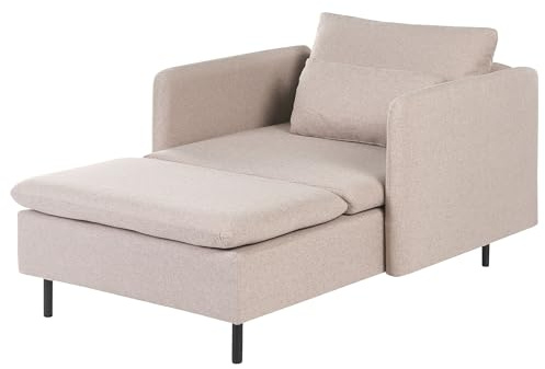 Beliani Chaiselongue Stoff beige modular mit schmalen Armlehnen Kissen modern zum Modulsofa Egeris