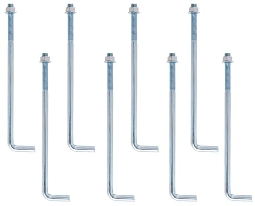 8 pernos de anclaje galvanizados, pernos de anclaje de 11/16 x 16 pulgadas con tuercas y arandelas, pernos en J para verter hormigón, anclaje de poste y construcción de madera