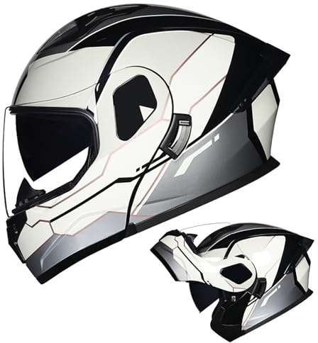 Helhjälm för motorcykel, DOT/ECE-certifierad, lätt, med dubbelvisir, ventilerad, låg ljudnivå, för män och kvinnor 5,M=57-58CM