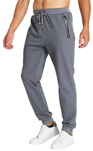 Z0XOZ Joggingbyxor för Män Elastisk Midja bälte Bomull med Dragkedja Fickor träningsbyxor