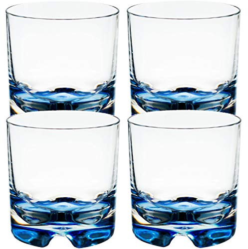 4 x Polycarbonat Trinkglas 200ml Blauer Boden glas Whiskey Küche Kunststoff