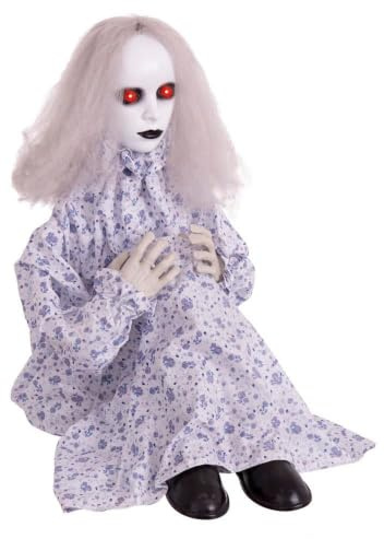 Muñeca diabólica blanca de tela animada para Halloween de 40x46x64 cm