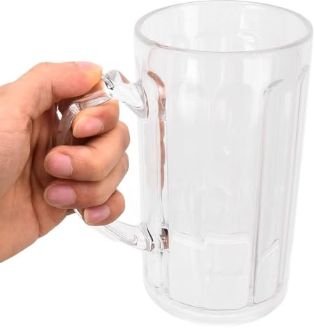 Cyrank Beer Stein, 16.9oz Large Acrylic Beer Mugs with Handles German Beer Stein Classic Beer Mug Beer Tankards Unbreakable Clear Beer Tasting Glasses for Home Bar