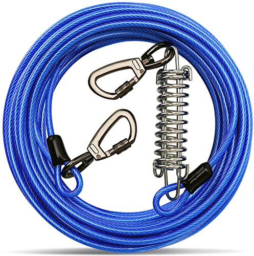Cable de amarre con resorte para perros, correa larga para perro, corredor de perros para patio, resistente, cadenas de perro para exteriores, correa larga resistente para entrenamiento de perros al