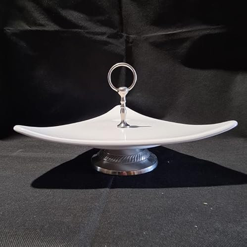 Generico Alzata Bianca Triangolare Elegante Per Dolci e Frutta - 19 cm altezza RENVER