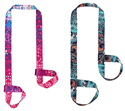 DINGFENG 2 pezzi Porta tappetino yoga，Yoga Tracolla Regolabile Yoga Mat Strap Yoga Tracolla per Stuoia Palestra，Elastico Fasce di Resistenza, Yoga Stretching Band, Fascia Elastici Fitness per Yoga