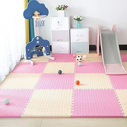 JYHCD Puzzlematten Spielmatten Krabbelteppich 2.5Cm Extra-Dicke Kinder Puzzle Spielteppich Schutzmatten 4/6/9/12Pcs Bodenschutzmatte Trainingsmatten Gymnastikmatten Yogamatten,Q,9Pcs