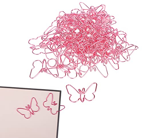 Lustige Büroklammern, 50 Stück, Roségold, Schmetterlinge, Büroklammern, Niedliche Büroklammern, Edelstahl, Blumen-Büroklammern, Kleine Lesezeichenklammern Für Das Schulbüro