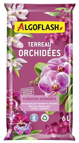 Algoflash Terreau Orchidées, Utilisable en Agriculture Biologique - 6L, Marron