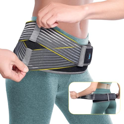 iDonua Sacroiliac Hip Belt, Si Joint Belt Support for Women Men, Alleviates Sciatic, Pelvic, Lumbar, Leg and Sacral Nerve Pain, Adjustable Diamond Compression Trochanter Belt Brace-L