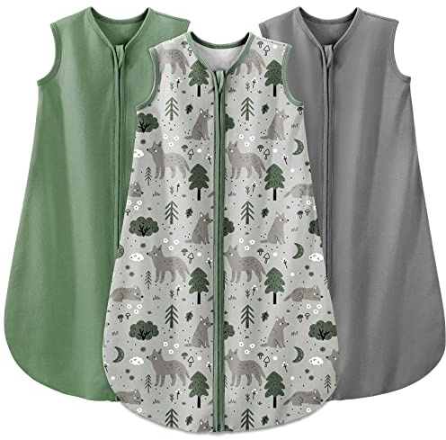 Yoofoss Lot de 3 Gigoteuse d'été pour Bébé Sac de Couchage 100% Coton 0.5 TOG Gigoteuse Ete Emmaillotage Bebe Turbulette 84 cm pour Nouveau-né Garçons Filles 12-18 Mois