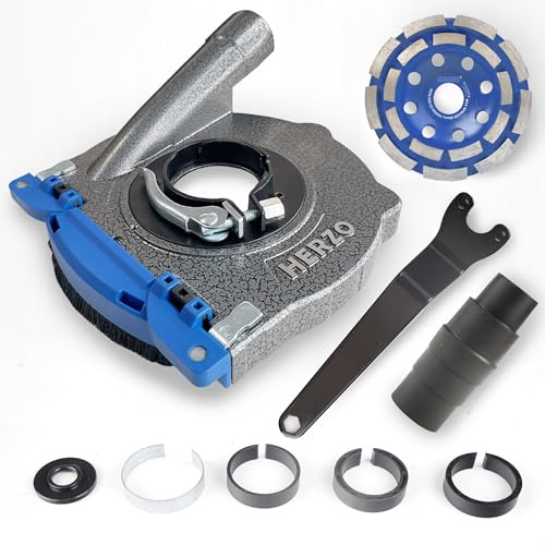HERZO Aluminum Dust Shroud for Angle Grinder 4.5 inch and 5 Inch, Includes 5Inch Diamond Grinding Cup Wheel