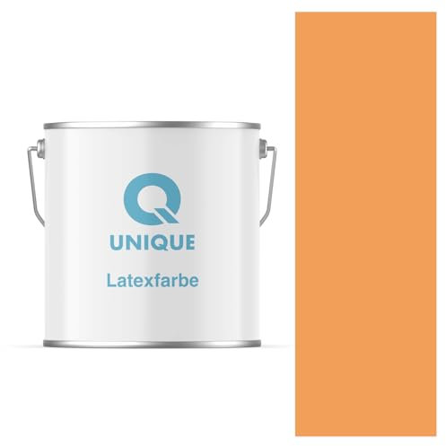 Q UNIQUE Latexfarbe 5L (ca.35m2) Orange Innenfarbe Wandfarbe Deckenfarbe Klasse 3 Mattfarbe Scheuerfest Hohe Deckkraft