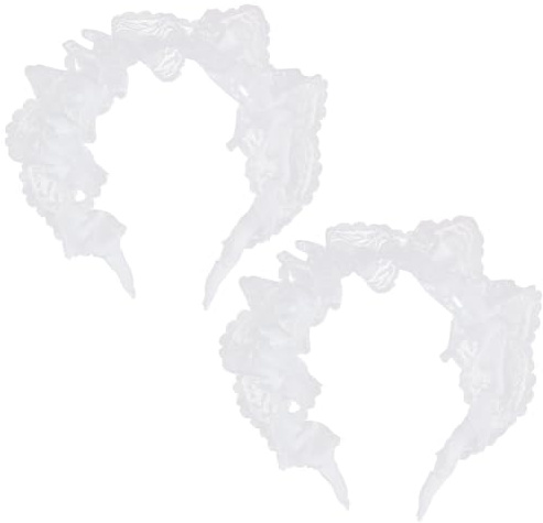 HOBBIESAY 14,3 cm Diadema de encaje blanco adorno de encaje vintage bordado floral moderno cintas para el pelo para mujeres tocado de novia para cumpleaños y fiestas de graduación