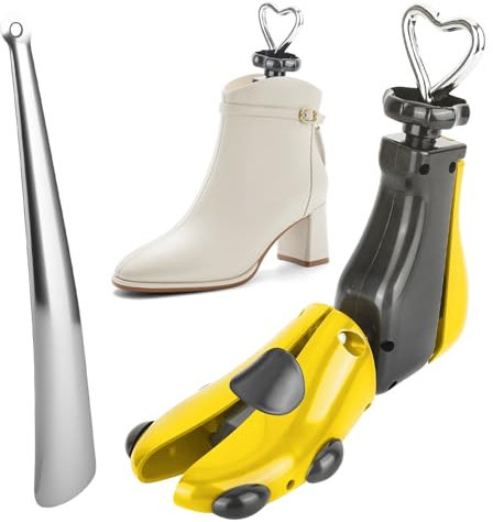 XTDMJ Shoe Stretchers for Women Men, Shoe Stretcher Boot Stretcher Women, Shoe Tree Adjustable Unisex Shoe Stretcher Wide Feet, Yellow