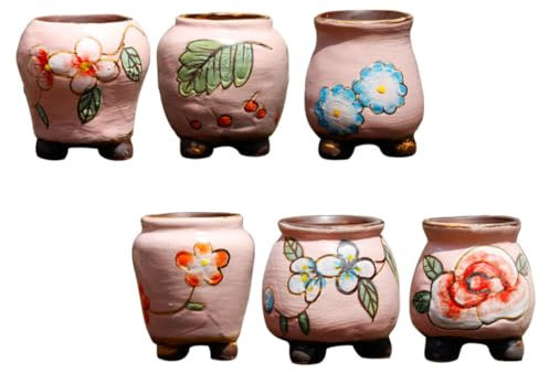 Hemobllo 6 Piezas Macetas Suculentas Cerámica Pintadas a Mano Macetas Decoración de Plantas