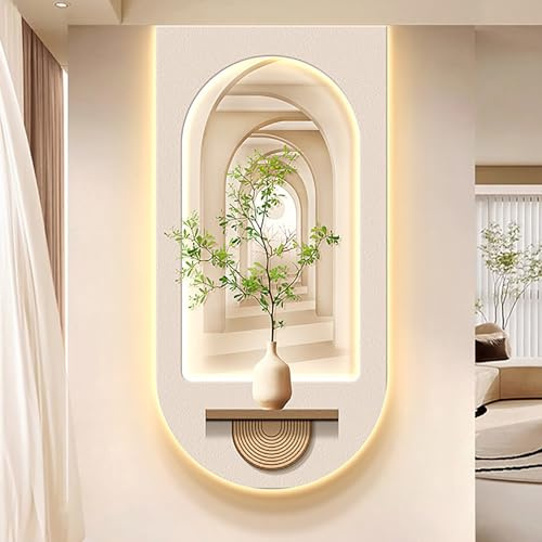 Decorazione da parete moderna con luce a LED, dipinto decorativo per ingresso, lampada da parete con alimentazione a spina, adatta per soggiorno e camera da letto (bianco 3,40 * 80 cm/16 31,5 pollici)