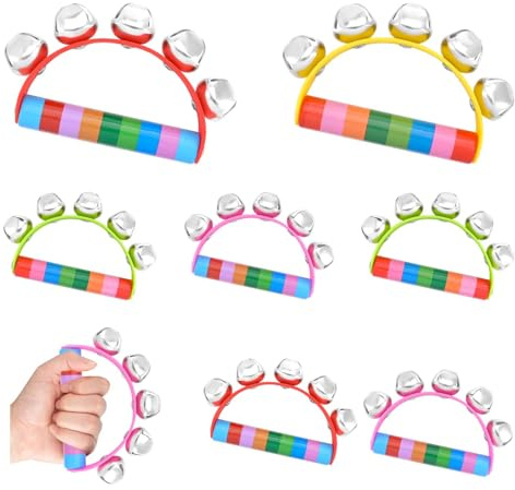 Bouiexye 8 Stücke Kinder Handglocken Hölzern Musikinstrumente für Weihnachtsfeiern Musikveranstaltungen Geburtstagsfeiern Karneval (Mehrfarbig)