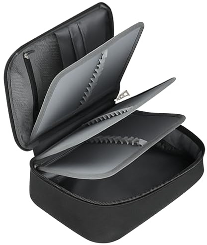 Puasok Große Federmappe Schwarz mit 5 Fächern & 3 Abnehmbaren Trennplatten, Multifunktionales Federmäppchen aus Oxford, Mäppchen & Federtasche Groß für Schule, Büro & Reisen
