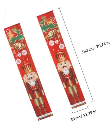 ABOOFAN Weihnachtlicher Türhänger Paarges aus Polyester Pongee in Rot Umweltfreundlich und Wiederverwendbar Weihnachtsdeko für Haustür und Vordach 1 Paar