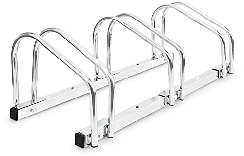 Relaxdays Fahrradständer, 3er Set, Für 3 Fahrräder, silber | HBT: ca. 26 x 73 x 32 cm