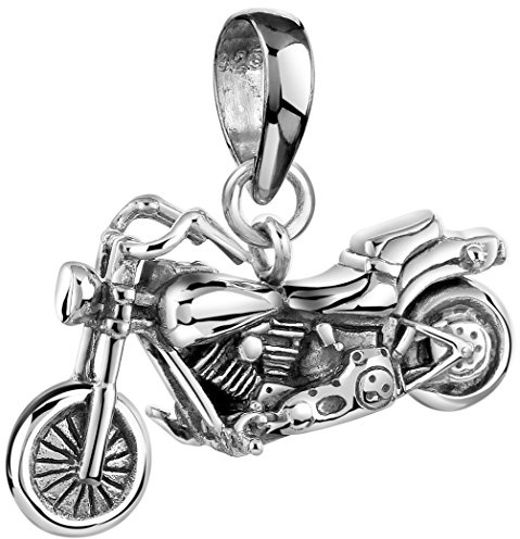 Kuzzoi Silver Motorcycle Big Bike Pendant for Necklaces, Made of Solid 925 Sterling Silver, for Necklaces