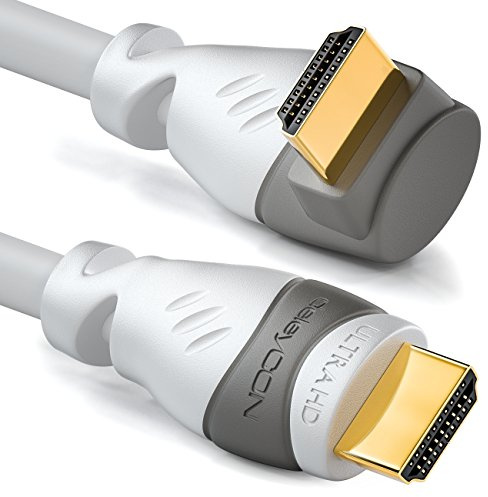 deleyCON 7,5m HDMI Kabel gewinkelt (90° Grad Winkel) - UHD 4K HDR 1080p 2160p eARC - Für TV, Soundbar, Monitor, PC, Laptop, Beamer, PS5, Xbox - Weiß