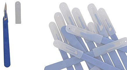 10x Einwegskalpell Klinge Figur 11, Kosmetex Einmal Skalpelle, einzeln steril verpackt mit Schutzkappe, Figur 11