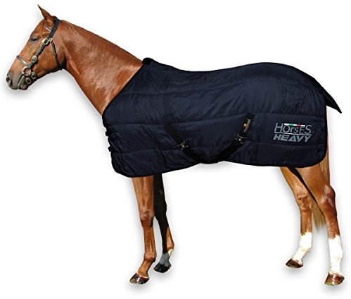 Horses, Coperta Invernale Heavy per Cavallo, Imbottita 300 gr, Morbida e Comoda, Ideale per Box, Resistente, Bordi Rinforzati in Nylon, Blu 145 cm