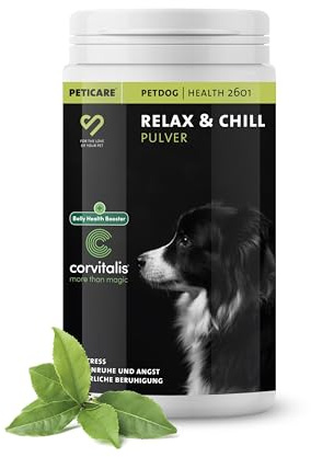 Peticare Relax-Mix Pulver für Hunde | Beruhigendes Ergänzungsfutter-Mittel | Natürliche Inhaltsstoffe, mit Baldrian & Ashwagandha | Stressabbau & Entspannung | petDog Health 2601