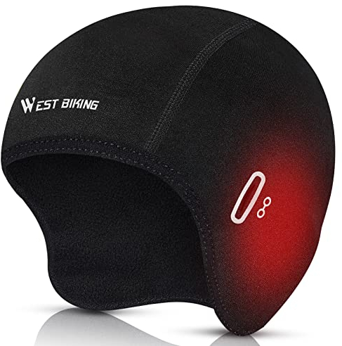 WESTGIRL Fahrradmütze unter mit Brillen-Loch, Winddichte Warme Fahrradhelm Mütze, Fahrrad Wintermütze Herren Damen Mütze, Radmütze