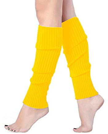 Taigood Damen Beinwärmer Stulpen Legwarmers gestrickte Strümpfe 80er Jahre 1980er Jahre Gelb One size