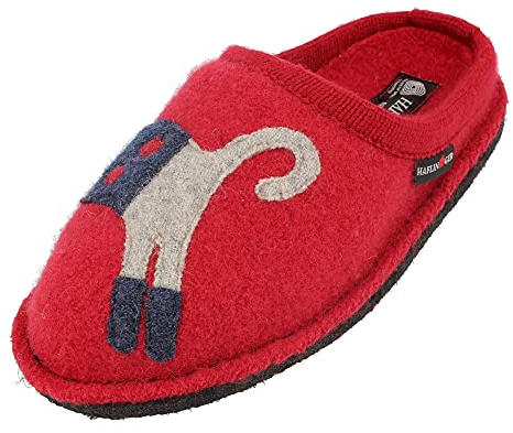 HAFLINGER Flair Cucho Pantofole in Lana Gatto Paprika, Taglia 40
