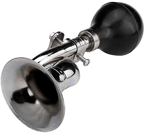 Asudaro Fahrradklingel Fahrrad Hupe Retro Metall Air Horn Ballhupe Queeze Bulb Klassische Bugle Hooter Laut Alarm Hooter Squeeze Bulb Fahrradhupe für Fahrzeuge Fahrräder Golf Cart Silber
