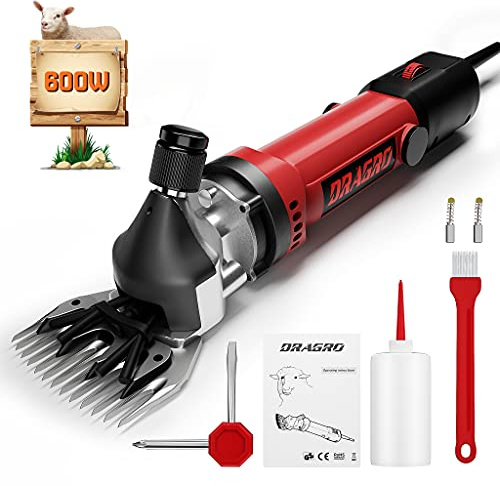 Dragro Tosatrice per pecore da 600 W, tosatrice professionale per animali, kit per la toelettatura del bestiame da fattoria, tosatrice elettrica resistente, per animali a pelo spesso (tosatrici per
