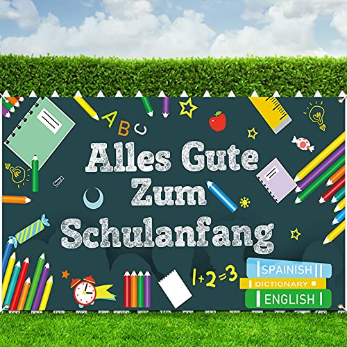 Einschulung Banner Deko,110 * 180cm Schulanfangsdekoration-Grün | Alles Gute Zum Schulanfang Banner, Schuleinführung Dekoration