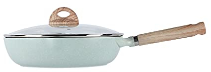Liudan Padella Padella Padella Padella Padella con Coperchio Omelette Padella con Manico ergonomico Resistente al Calore Nduction Compatibile (Verde Chiaro) Padella Antiaderente (Size : B)