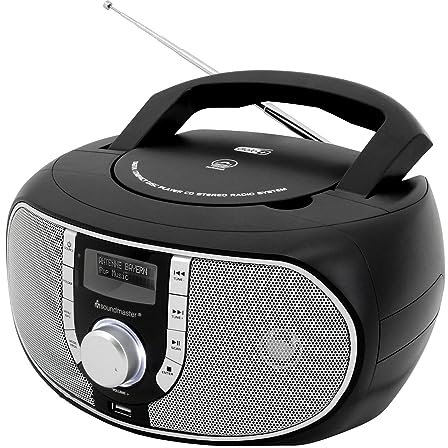Soundmaster SCD1700SW tragbares DAB+ Radio mit CD-Player, MP3 Hörbuchfunktion, USB-Anschluss, UKW-Radio, Kopfhöreranschluss & Einschlaffunktion