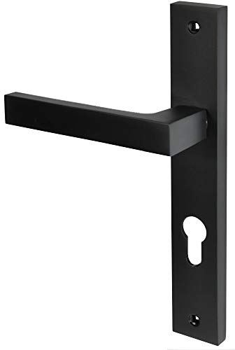 HardwareStore Türgriff Türbeschlag Set Drückergarnitur BB PZ WC Schwarz Matt Langschildgarnitur für Innentüren Zimmertüren Türklinke (L 92 PZ Profilzylinder)